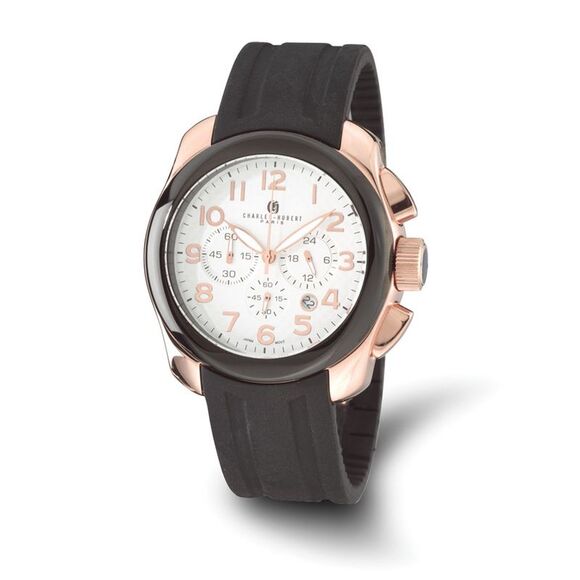 Kazi Luxury Charles Hubert Rose IP-plated Stainless Steel Chrono Watch